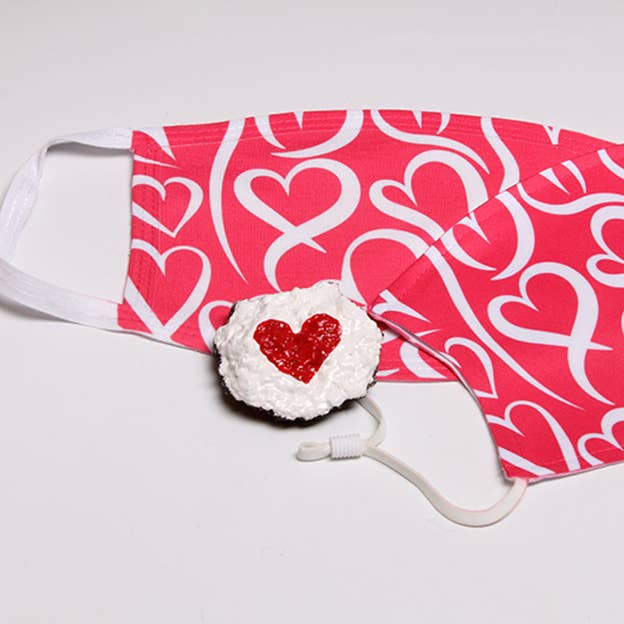 Red Hearts FLAT Face Mask