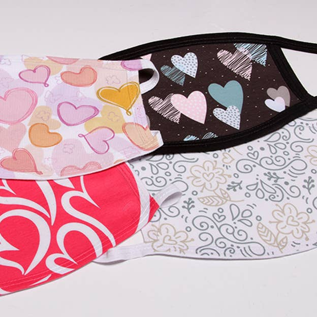 Red Hearts FLAT Face Mask