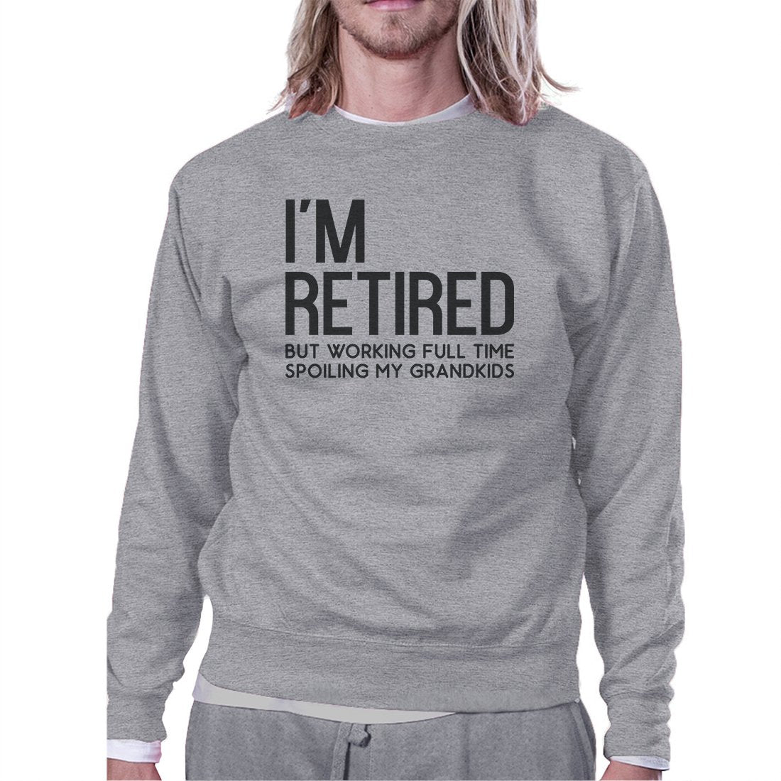 Retired Grandkids Mens/Unisex Fleece Sweatshirt Round Neck Top