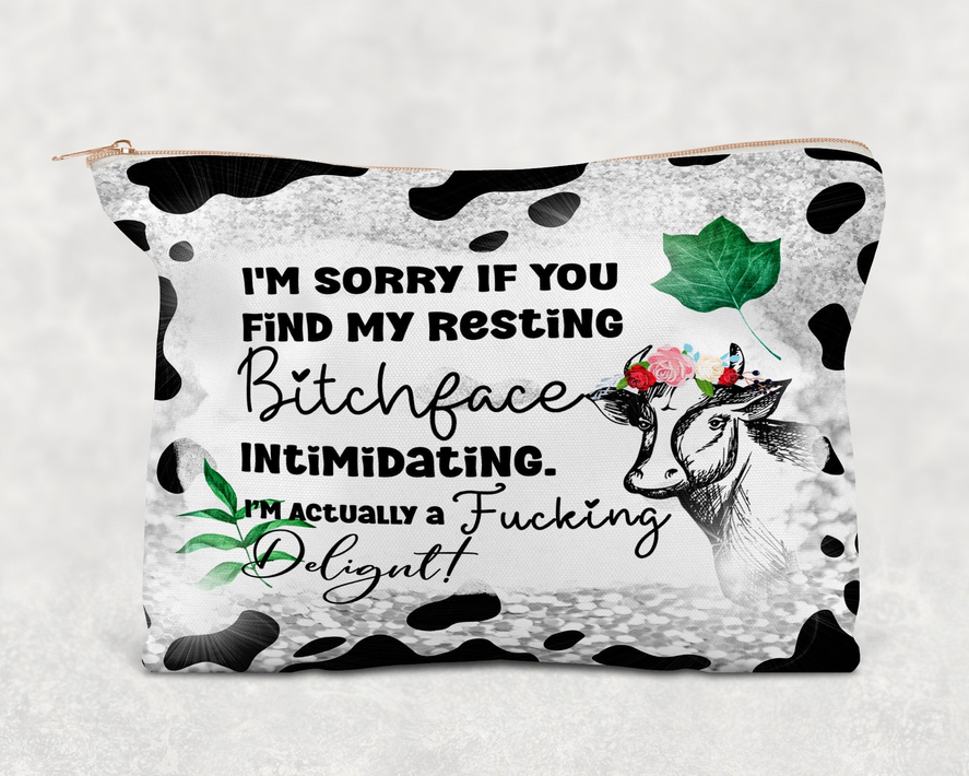 Resting Bitchface Printed Canvas Zipper Bag