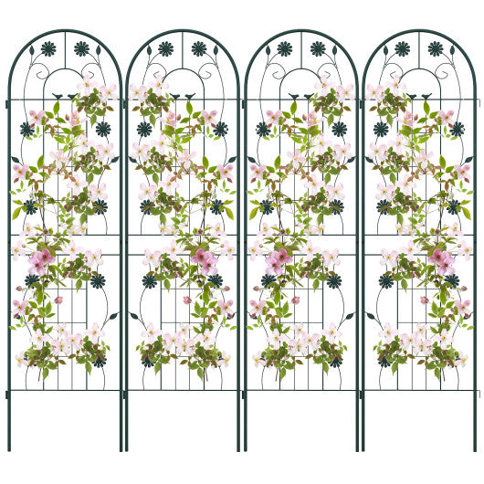4 Pack 71 x 20 Inches Metal Garden Trellis for Climbing Plants-Green