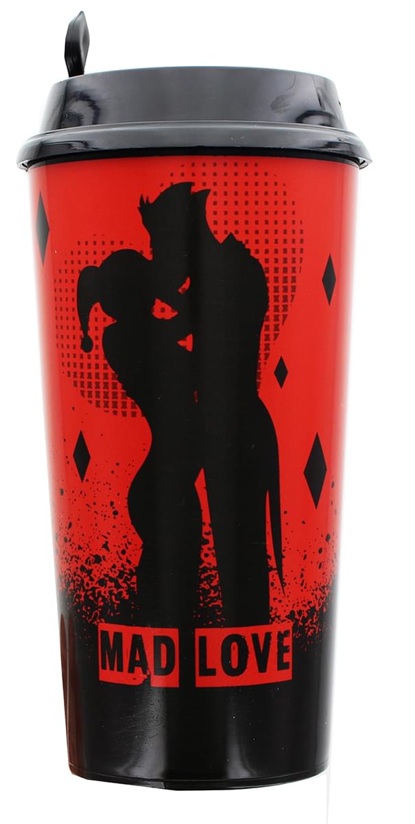 DC Comics "Mad Love" Harley Quinn and The Joker Travel Cup § Red