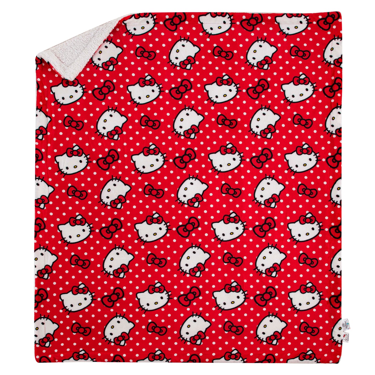 Sanrio Hello Kitty Red Polka Dots Sherpa Throw Blanket § 50 x 60 Inches