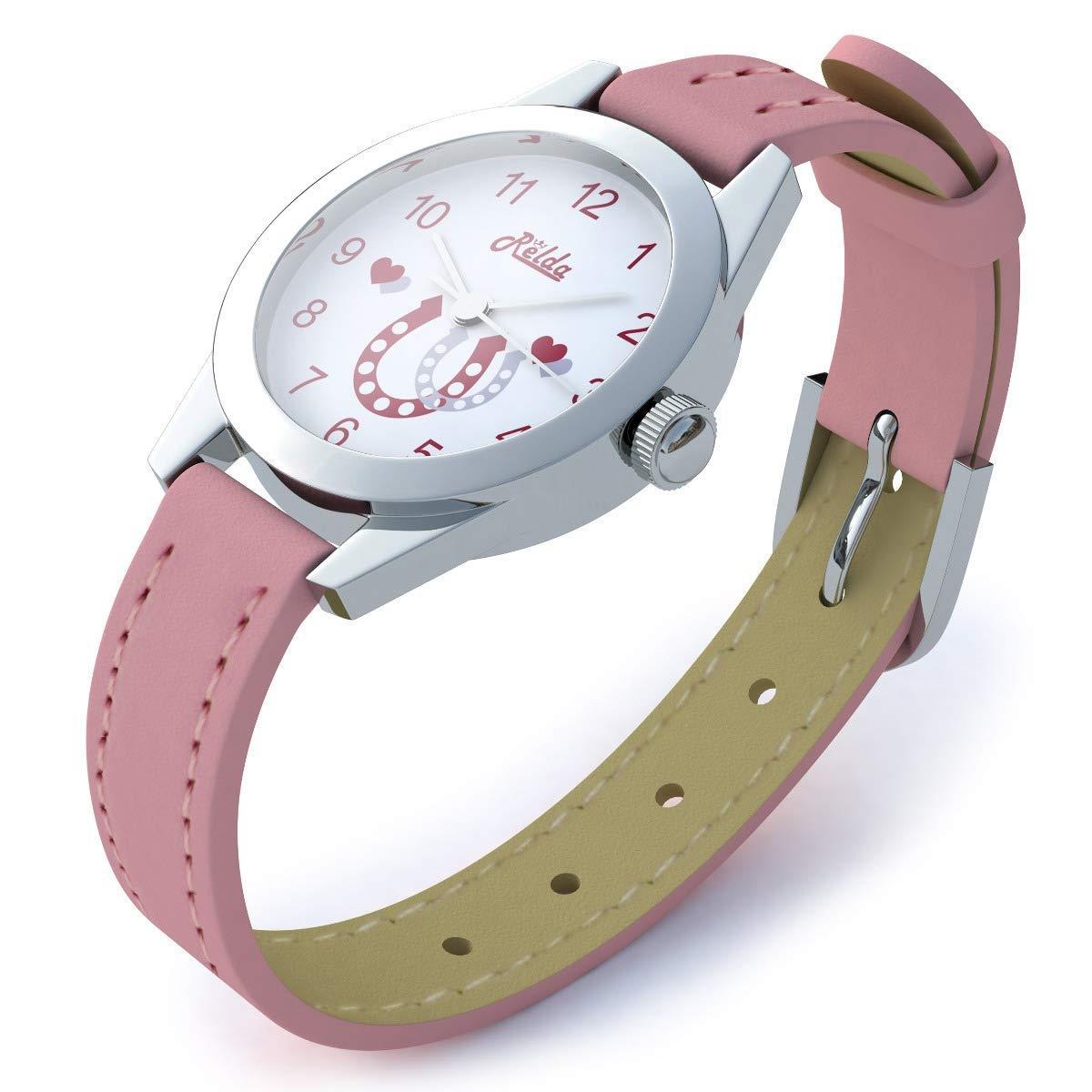 Relda Pink Horse Watch and Girls Jewellery Set - Watch Gift Set for Kids with Silvertone Horse Necklace & Bracelet REL24