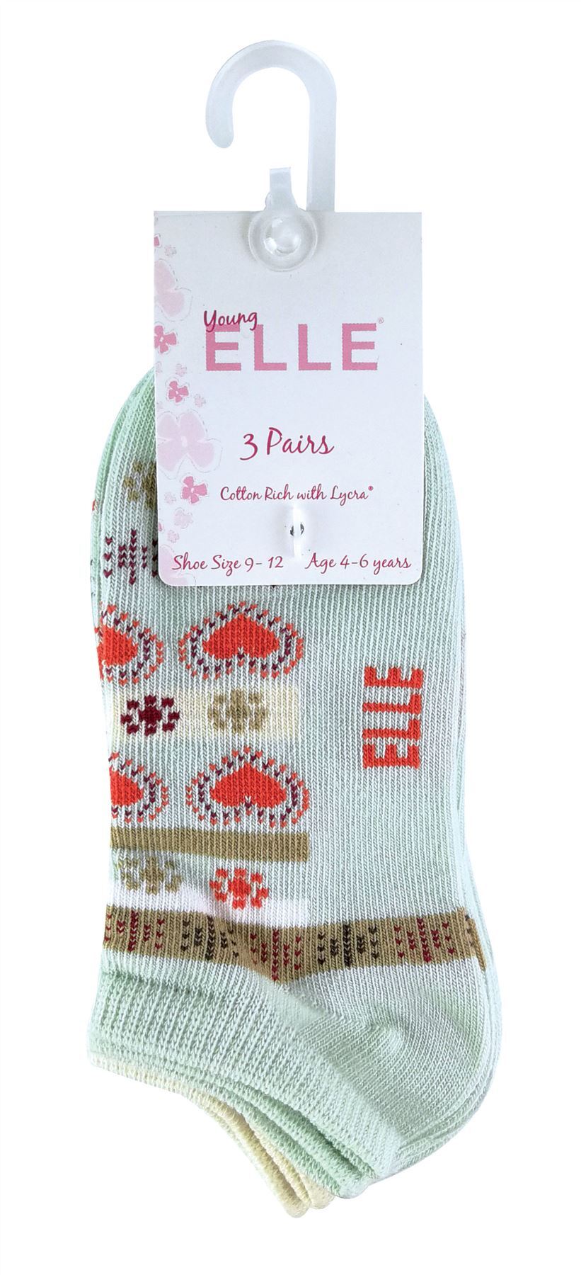 Elle - 6 Pairs Trainer Socks - Mint (6-8.5 UK)
