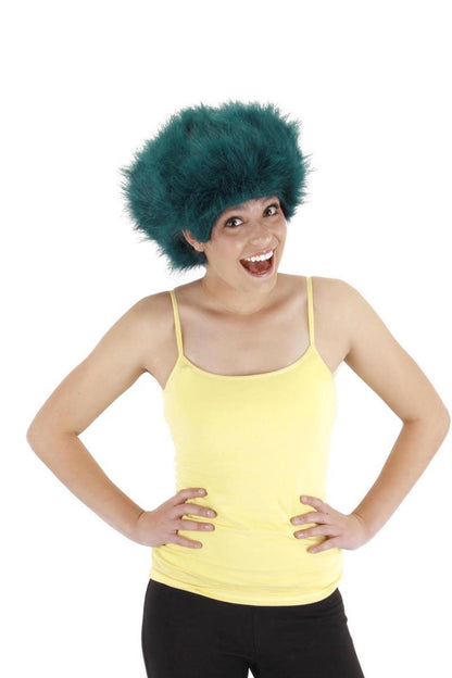 Teal Fuzzy Costume Wig Adult One Size