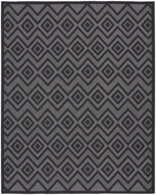 7' X 10' Black Geometric Flatweave Area Rug