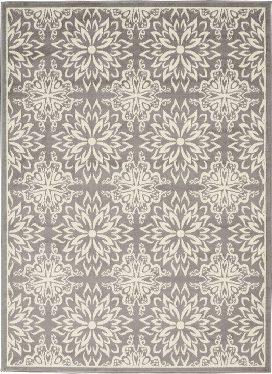 6' X 9' Gray Floral Power Loom Area Rug