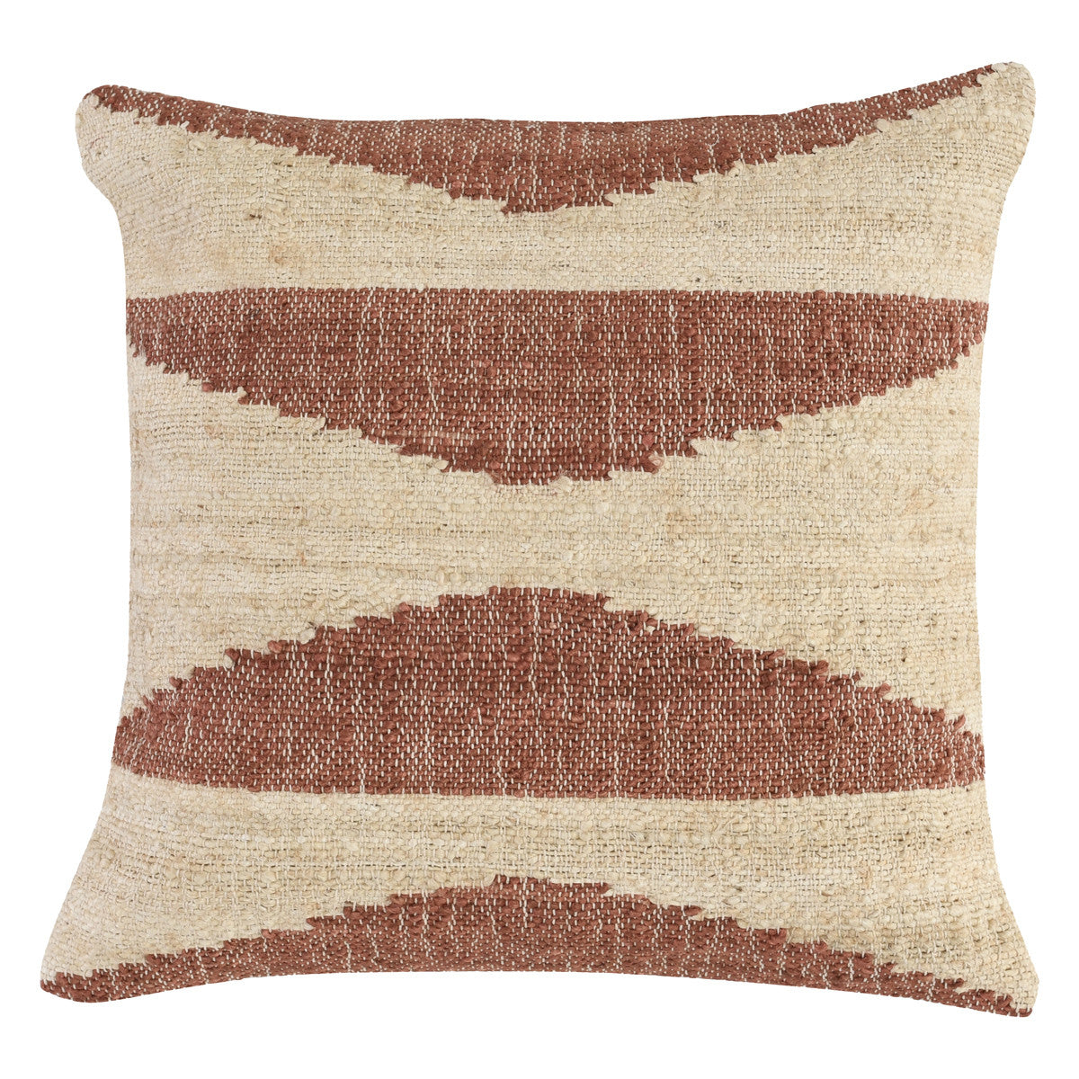 22" X 22" Beige Jute Geometric Zippered Pillow