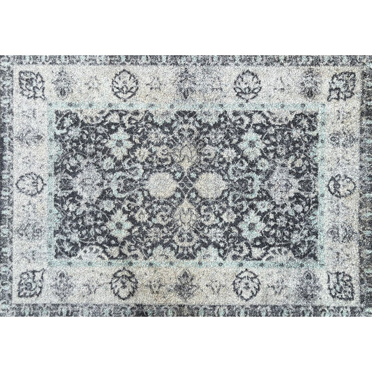 2' X 3' Gray Oriental Washable Area Rug With UV Protection