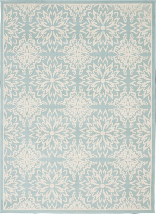 6' X 9' Aqua Floral Power Loom Area Rug