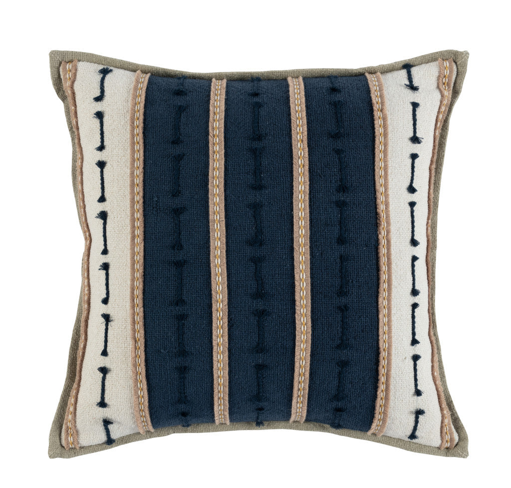 20" X 20" Blue Linen Patterned Zippered Pillow