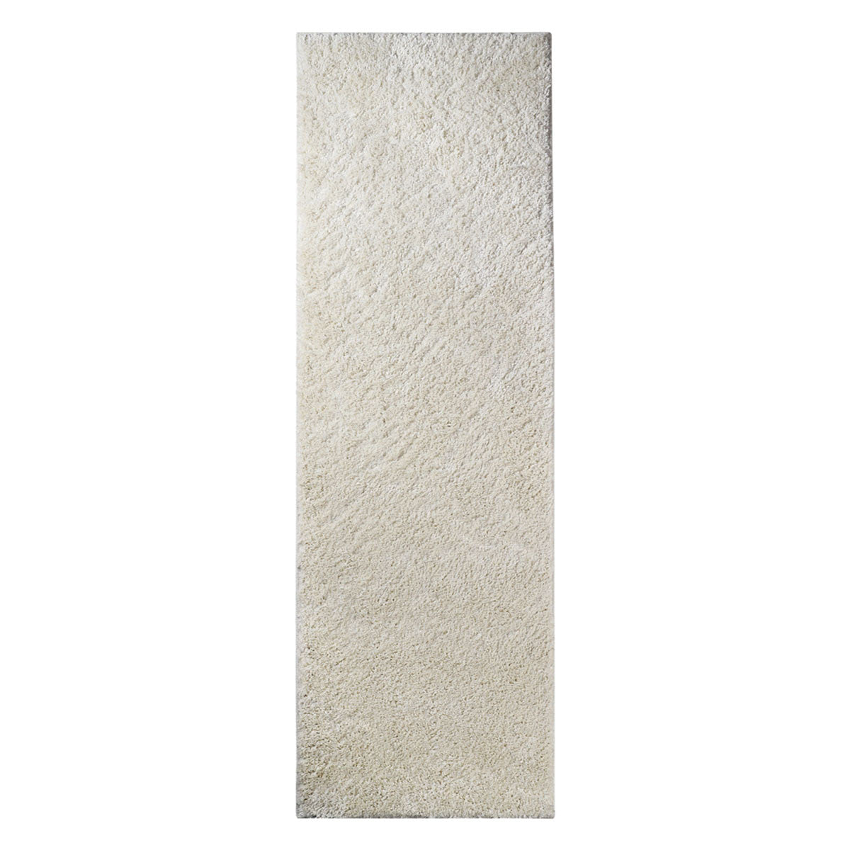 8' Ivory Shag Stain Resistant Runner Rug