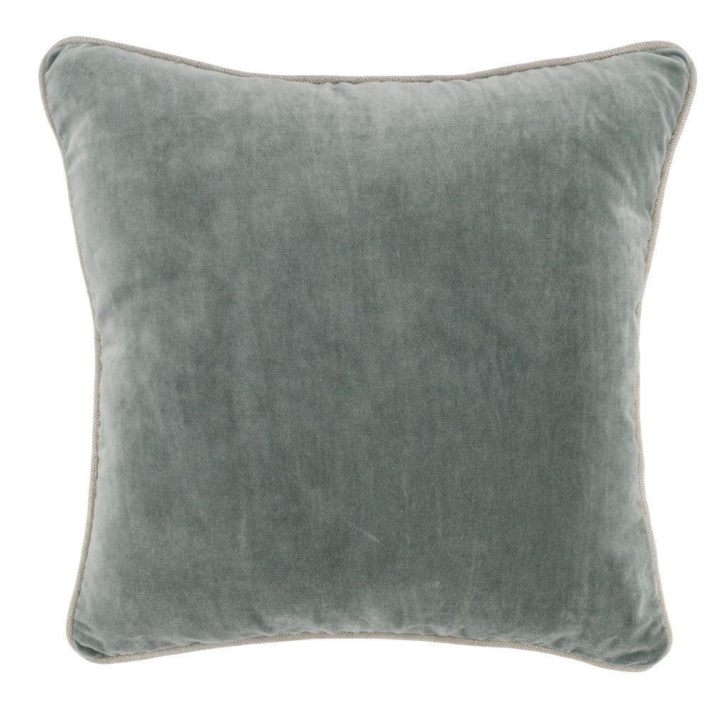 18" X 18" Green 100% Cotton Zippered Pillow