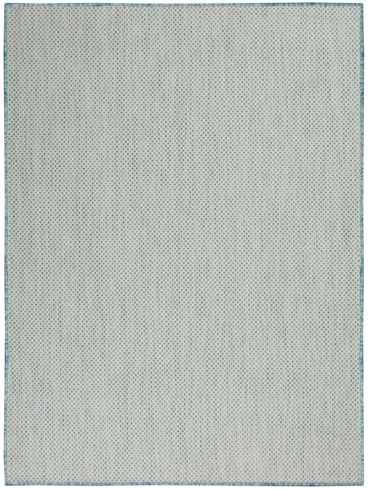 6' X 9' Aqua Geometric Power Loom Area Rug