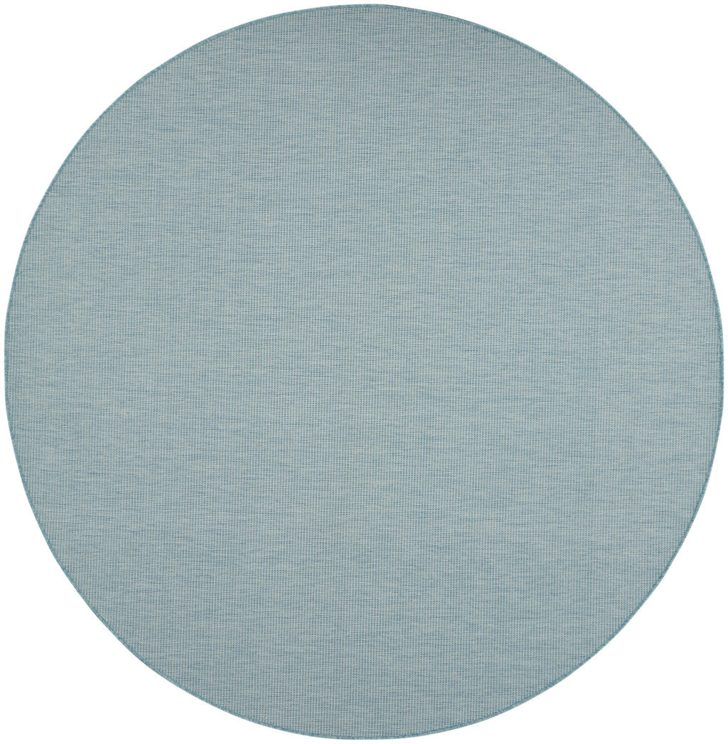 8' Aqua Round Power Loom Area Rug