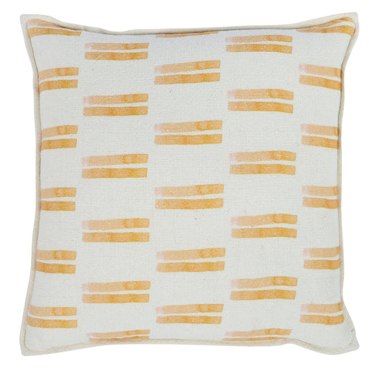 22" X 22" Orange Linen Patterned Zippered Pillow