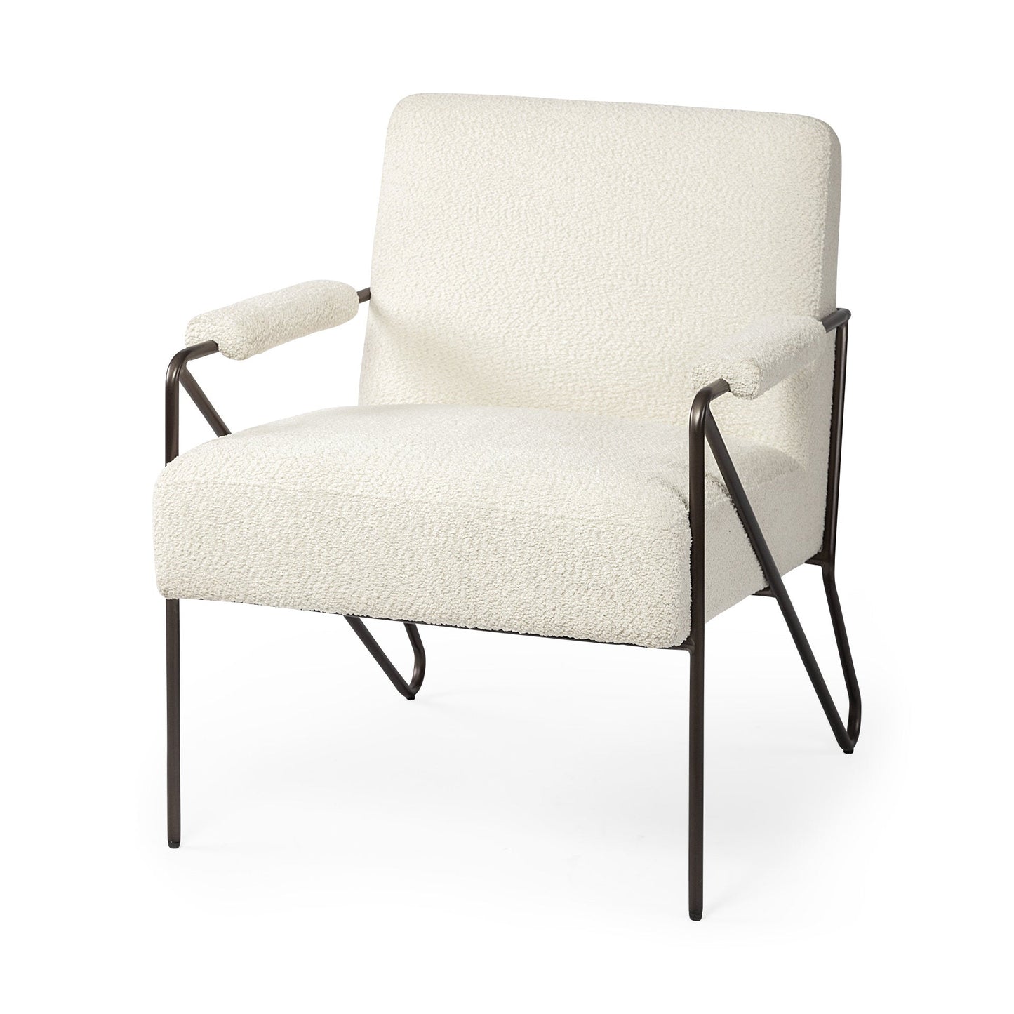 31" Off White And Brown Cotton Blend Arm Chair