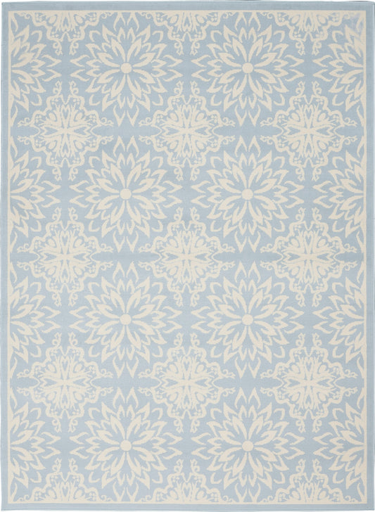 4' X 6' Light Blue Floral Power Loom Area Rug