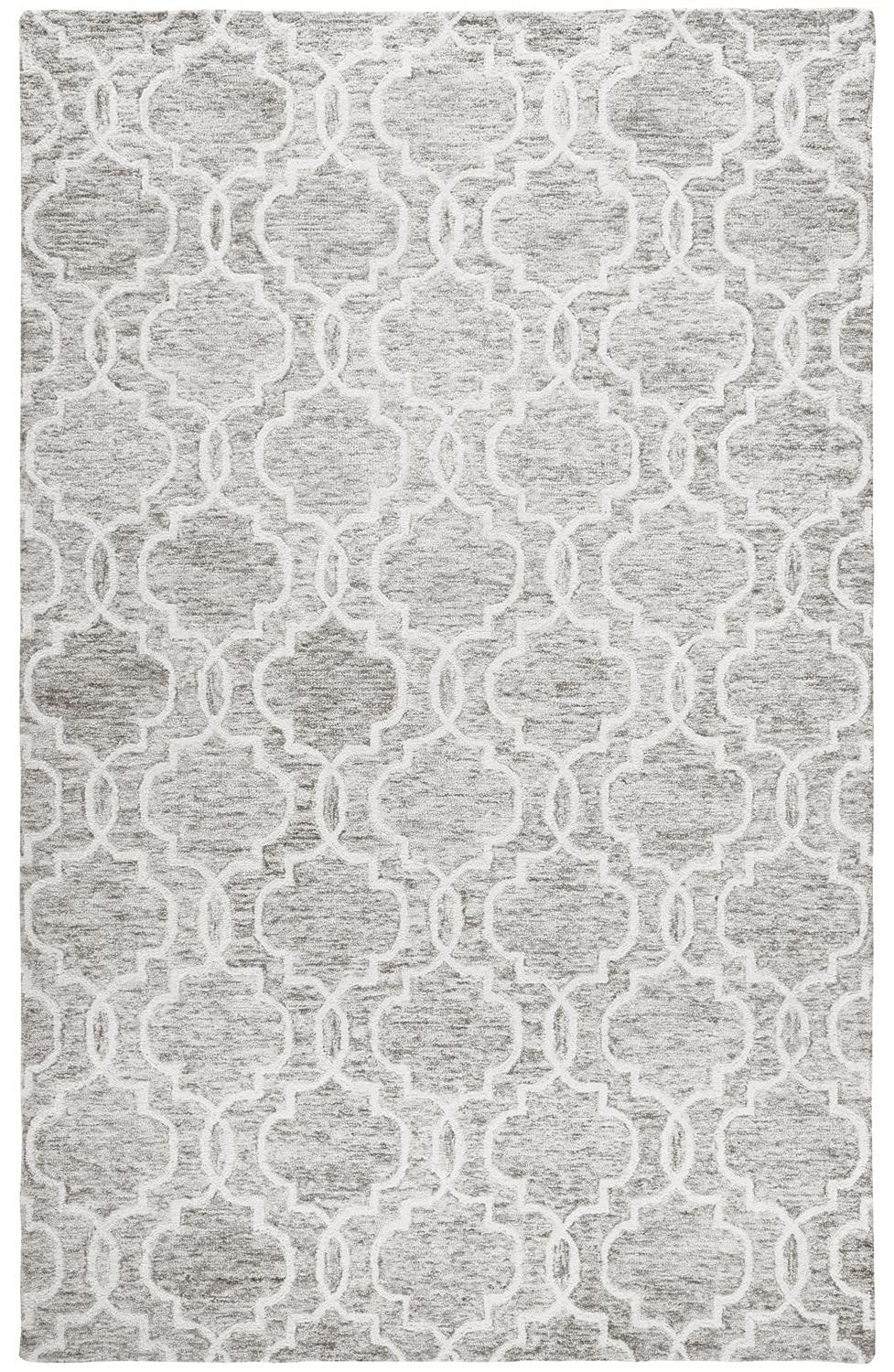 8' X 10' Gray And Ivory Wool Geometric Tufted Handmade Stain Resistant Area Rug