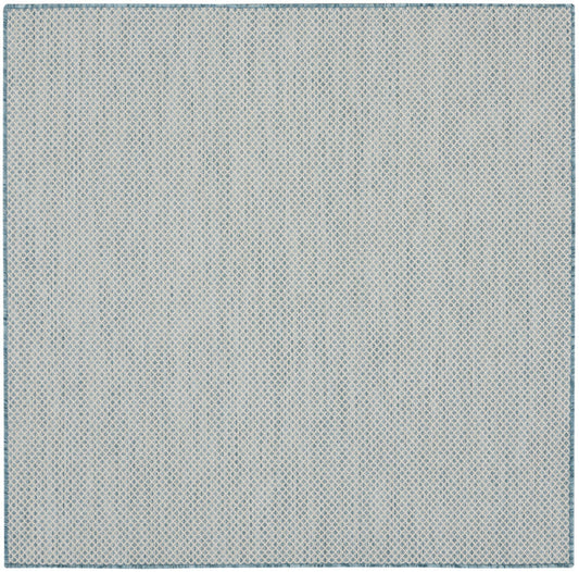 5' Blue Square Geometric Power Loom Area Rug