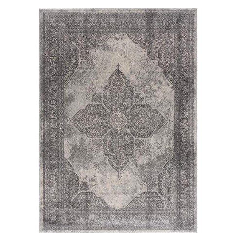 2’ X 13’ Gray Distressed Medallion Runner Rug