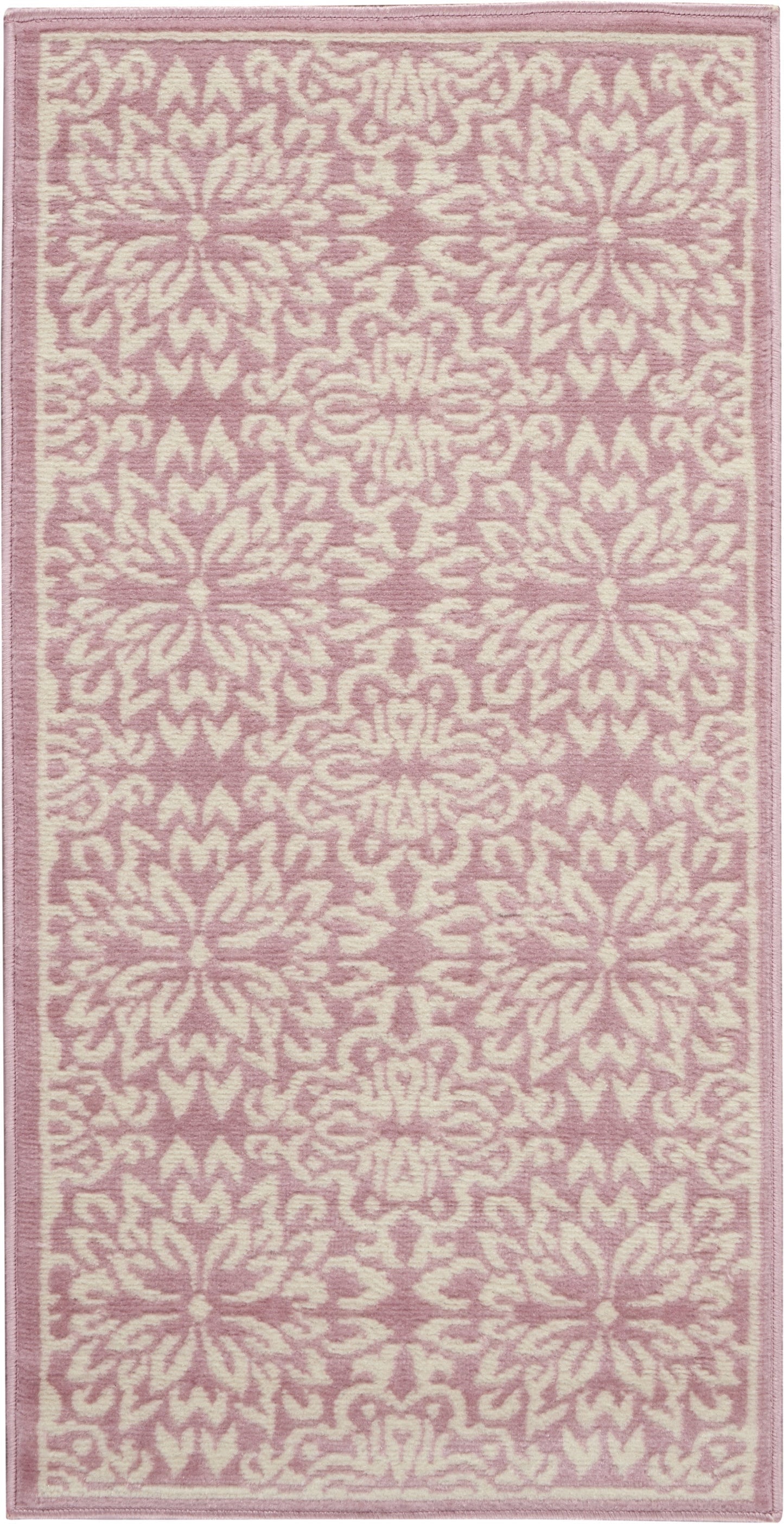 2' X 4' Pink Floral Power Loom Area Rug