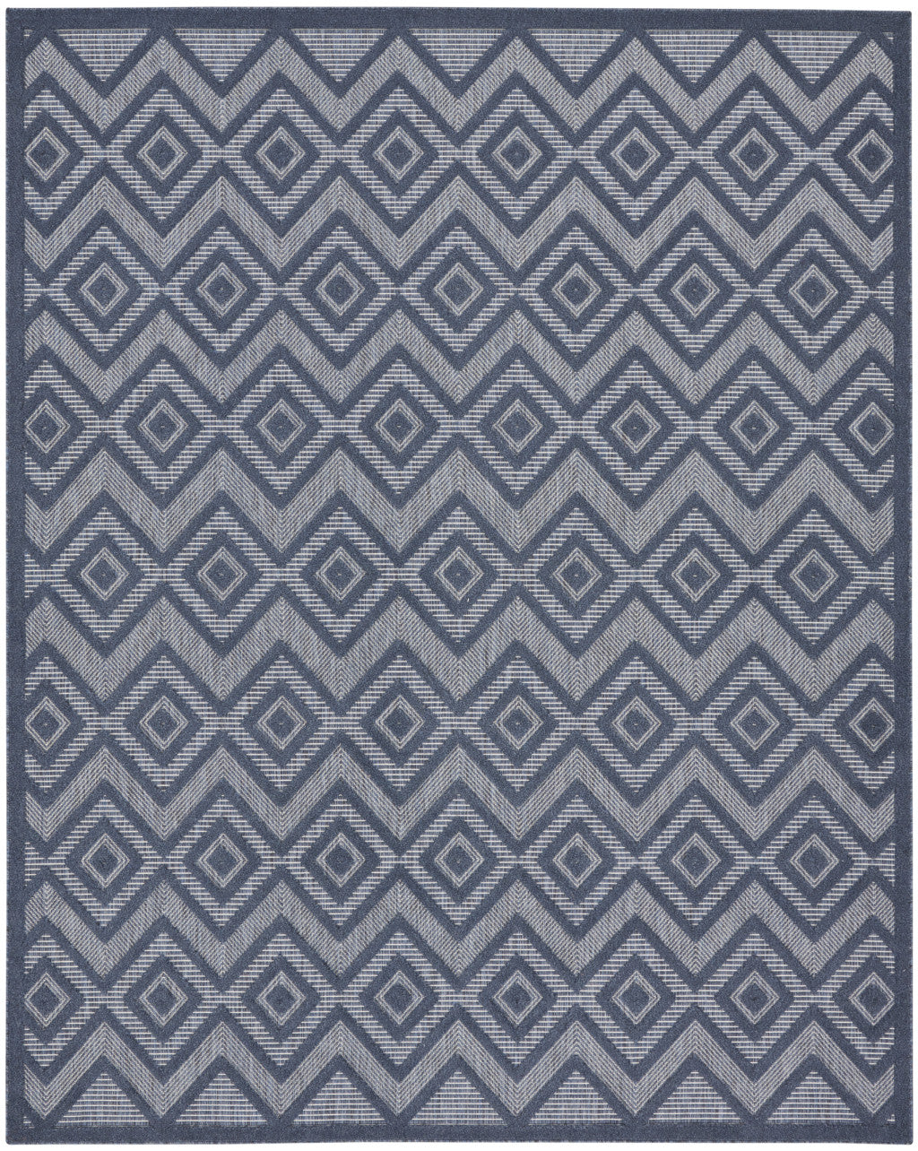 7' X 10' Navy Blue Geometric Flatweave Area Rug