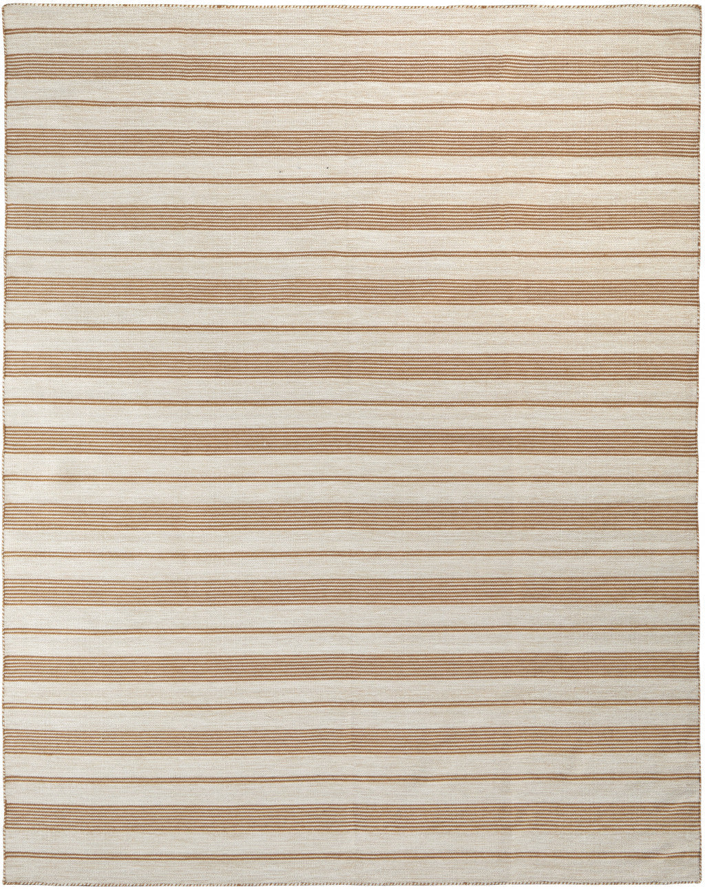 10' X 14' Ivory Taupe And Brown Striped Dhurrie Hand Woven Stain Resistant Area Rug