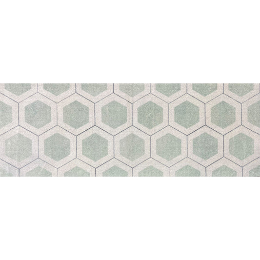 2' X 6' Green Geometric Machine Tufted Runner Rug With UV Protection