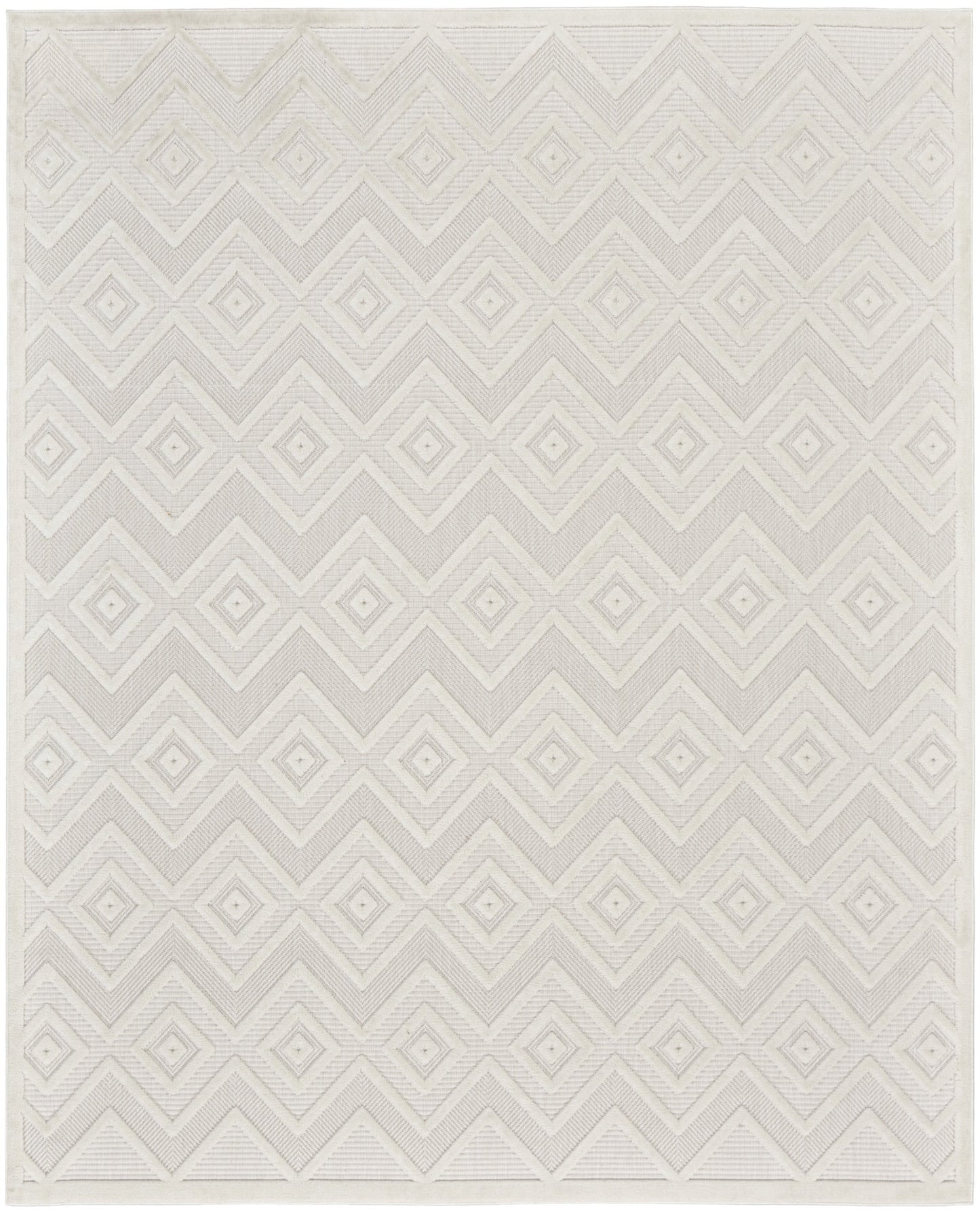 8' X 10' Cream Geometric Flatweave Area Rug