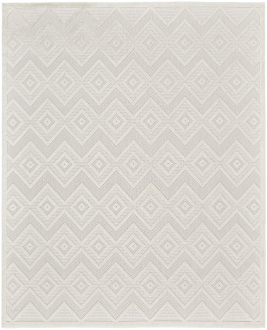 8' X 10' Cream Geometric Flatweave Area Rug