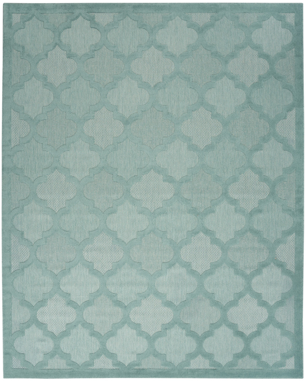 8' X 10' Aqua Geometric Flatweave Area Rug