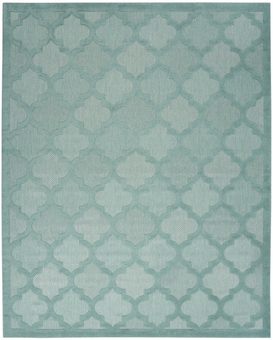 8' X 10' Aqua Geometric Flatweave Area Rug