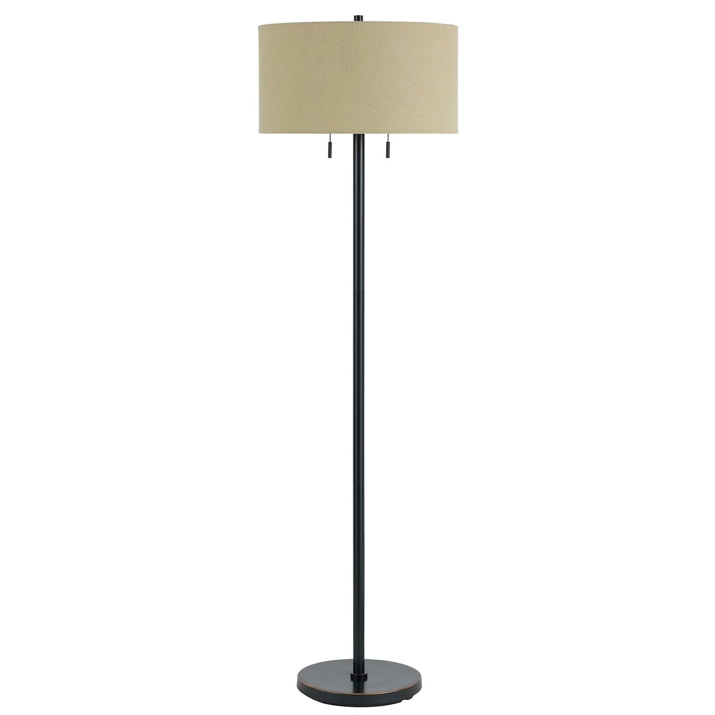 59" Bronze Two Light Traditional Shaped Floor Lamp With Brown Rectangular Shade