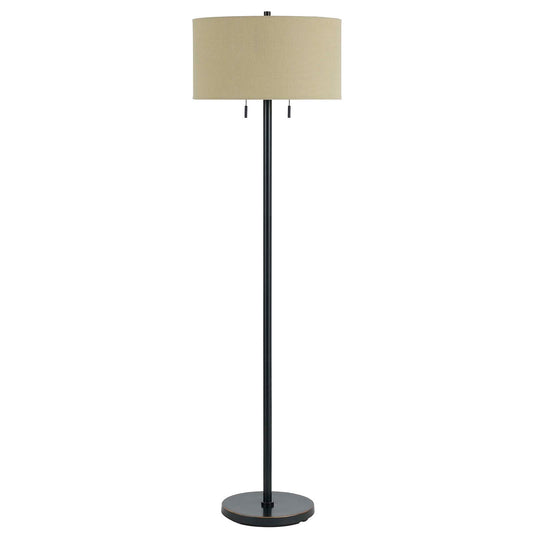 59" Bronze Two Light Traditional Shaped Floor Lamp With Brown Rectangular Shade