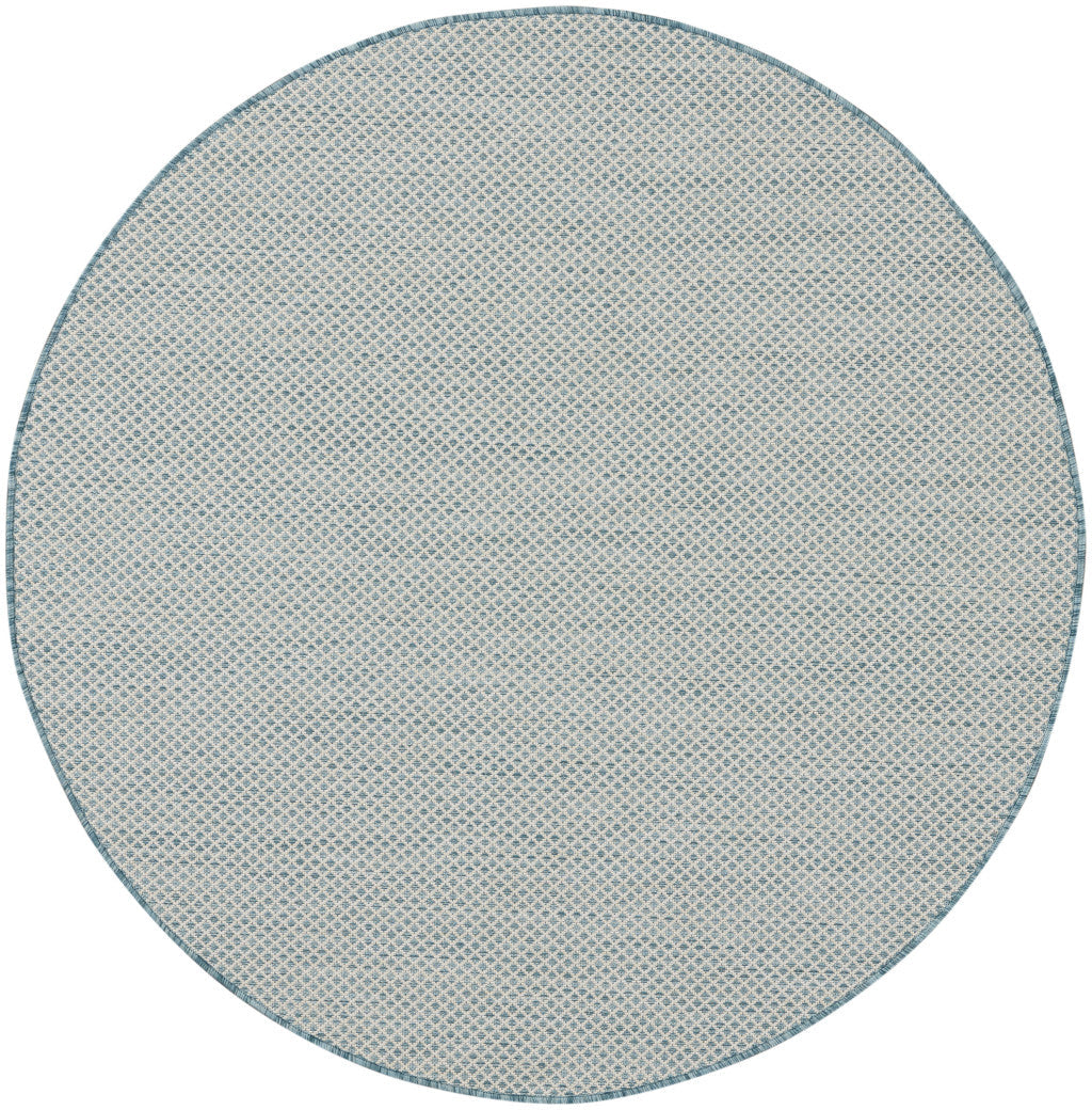 5' Blue Round Geometric Power Loom Area Rug