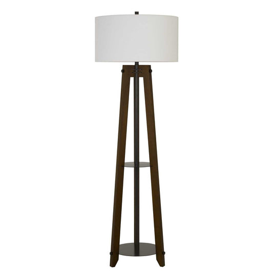 65" Brown Tripod Floor Lamp With White Rectangular Shade