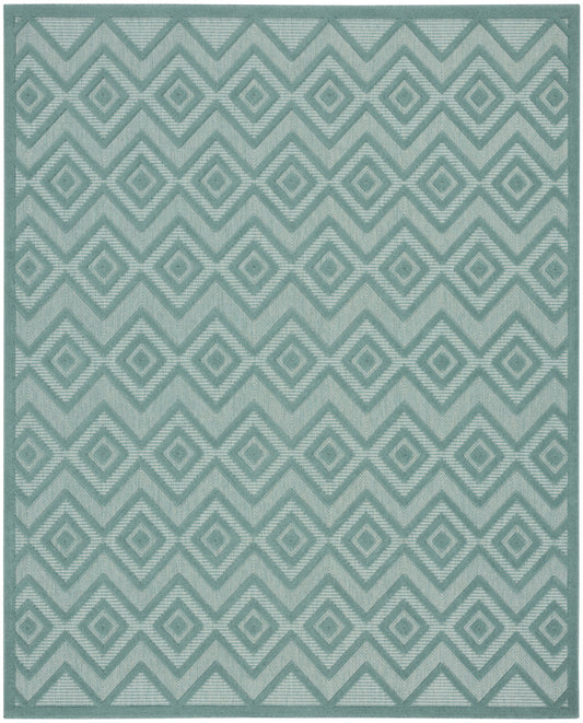 8' X 10' Aqua Geometric Flatweave Area Rug