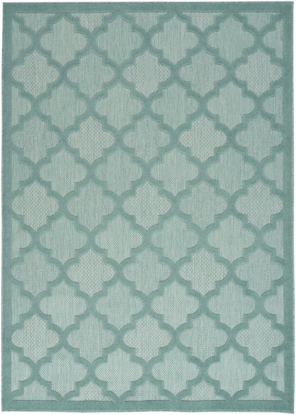 6' X 9' Aqua Geometric Flatweave Area Rug