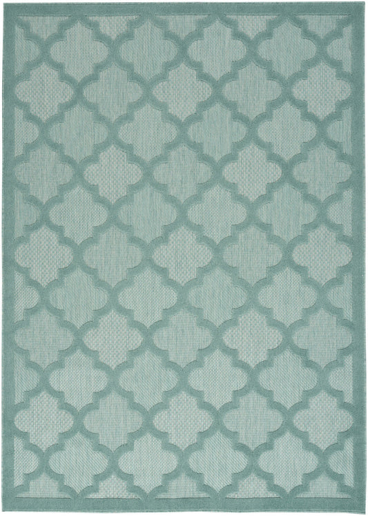 6' X 9' Aqua Geometric Flatweave Area Rug