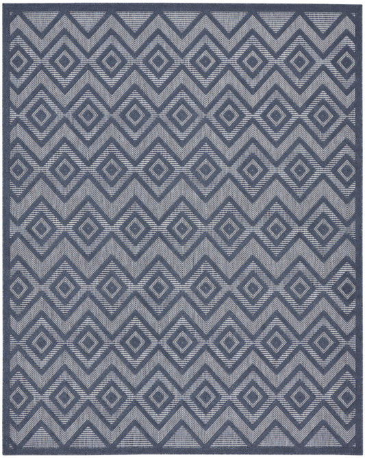 8' X 10' Navy Blue Geometric Flatweave Area Rug