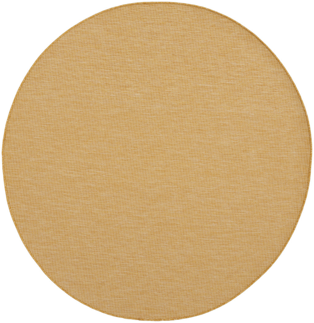 6' Yellow Round Power Loom Area Rug