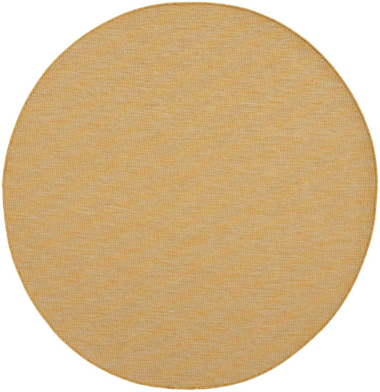 6' Yellow Round Power Loom Area Rug