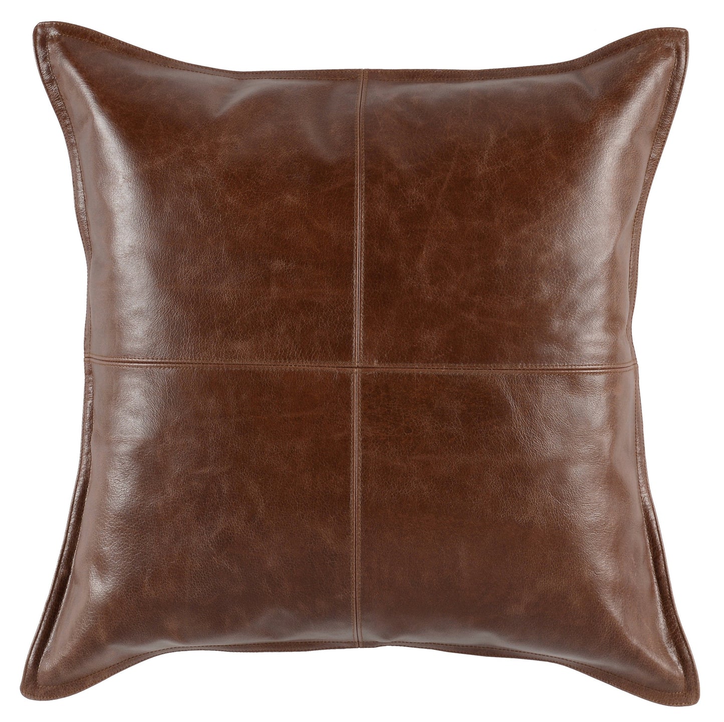 22" X 22" Brown Leather Zippered Pillow