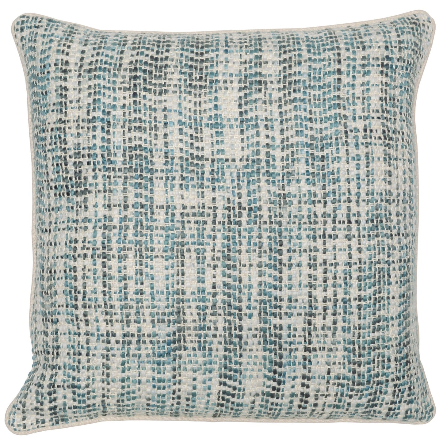 22" X 22" Green Linen, Viscose Plaid Zippered Pillow