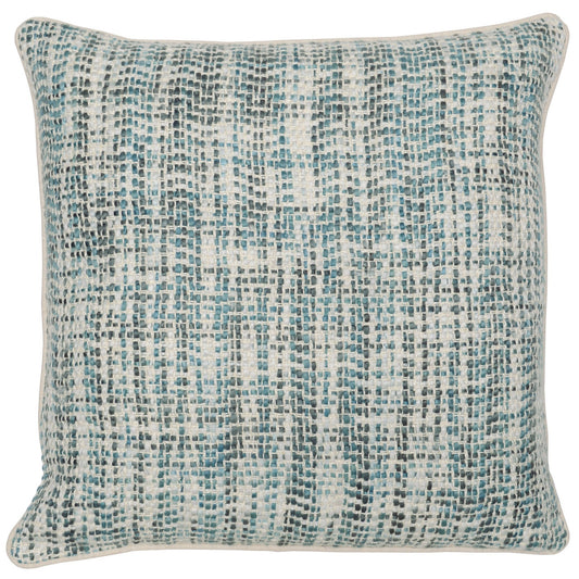 22" X 22" Green Linen, Viscose Plaid Zippered Pillow