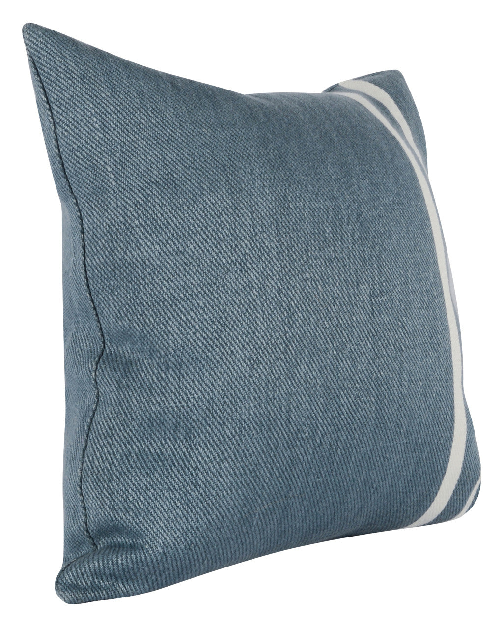 20" X 20" Blue Linen Striped Zippered Pillow