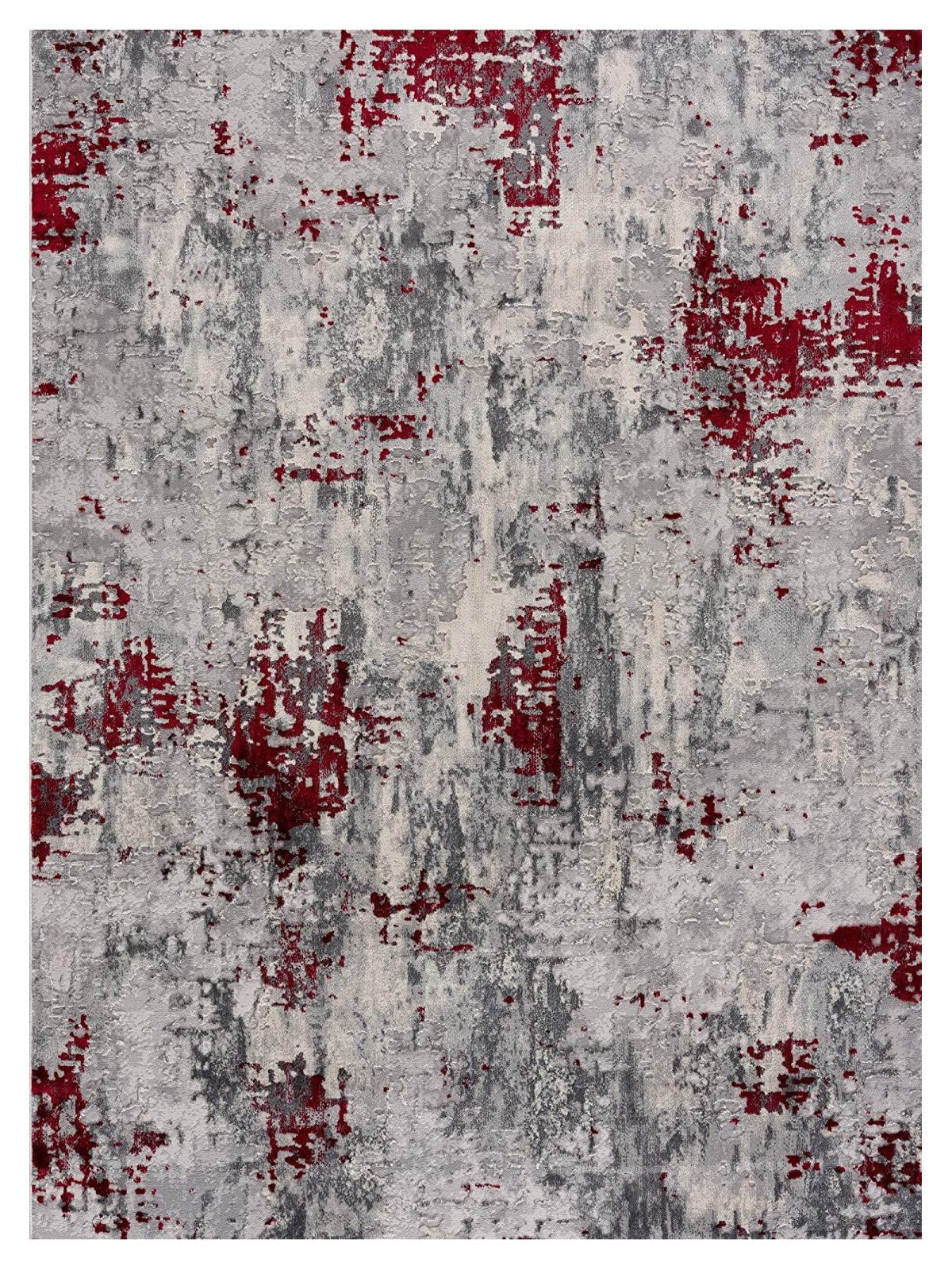 9’ x 13’ Red and Gray Modern Abstract Area Rug