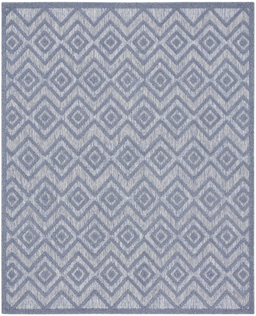 8' X 10' Blue Geometric Flatweave Area Rug